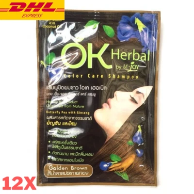 12 x OK травяной цвет волос изменение краситель шампунь #Golden коричневый женьшень здоровый 30 мл - Изображение 1 из 4