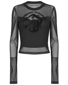 Punk Rave Daily Life Casual Gothic Chinese Dragon Velvet Flocking Mesh Tee - Picture 1 of 24