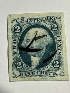 US Internal Revenue Stamp Scott # R5A -1862-71 - 2 Cent Bank Check, Imperforate - Picture 1 of 2