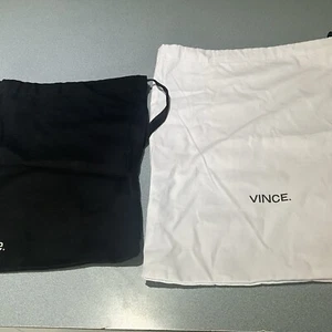 2 Vince Bag Dust Shoe Handbag Cover Drawstring Bag WHITE 17.5x13.5 & BLACK 13X12 - Picture 1 of 3