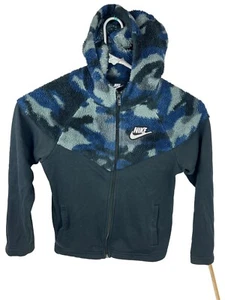 Nike Boys Sportswear Full Zip Camo Sherpa Fleece Hoodie CU8942-010 Size YL - Picture 1 of 10