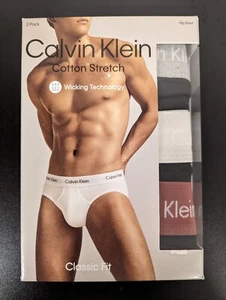 Calvin Klein Men’s Hip Brief Cotton Stretch 3 Pack Black 2XL Classic Fit NIB - Picture 1 of 5