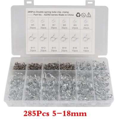 Car Fuel Line Hose Spring Wire Tube Clips Water Pipe Hose Clamps Assortment Kit - Image 1 of 4