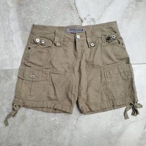 Celebrity Pink Linen/Cotton Y2K Style Cargo Shorts Juniors 3 (Runs Large) Green - Picture 1 of 9