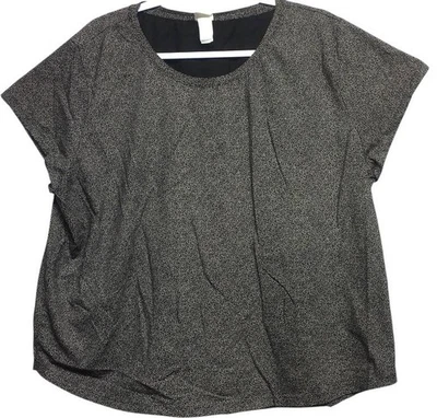 H & m XXL black beige spotted scoop neck short sleeve plus stretch top - Image 1 of 4