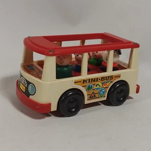 Vintage Fisher Price 1969 Mini Bus #141 Play Family Little People W/ 5 Figures - Picture 1 of 10