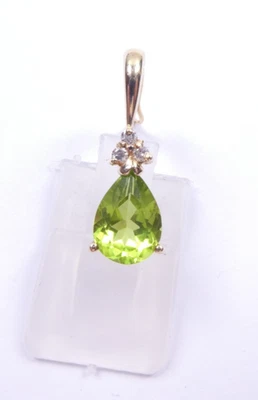 Pendant Peridot and Diamond 9 carat yellow gold - Image 1 of 4