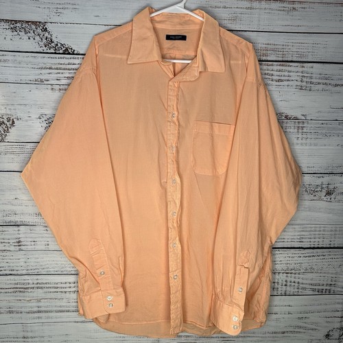 Camicia elegante Burberry London Peach con bottoni manica lunga cotone uomo taglia 18 L