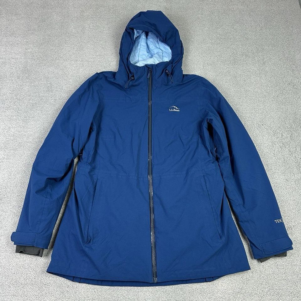 LL Bean Waterproof PrimaLoft Packaway Jacket Womens M Petite Blue Insulated READ - Image 1 of 4