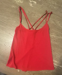 Blusa sin mangas Abercrombie & Fitch roja espagueti doble correa cruzada fluida S - Imagen 1 de 6