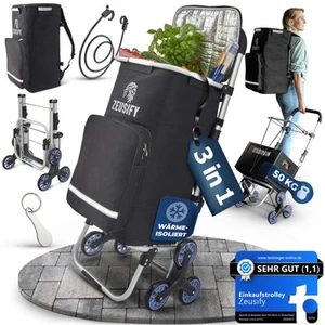 Zeusify Einkaufstrolley Klappbar [XXL Kühlfach] Hackenporsche Treppensteiger 50L - Bild 1 von 9