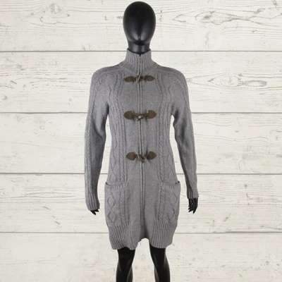 GANT Women's Chunky Knit Grey Coatigan Wool Cashmere Zip Cardigan Duffle M - Image 1 of 4