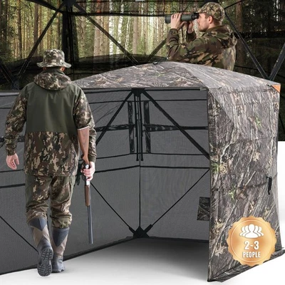 VEVOR Portable Hunting Blind See Through Ground Deer Blinds 2-3 Person Carrying - Image 1 of 4