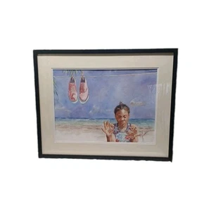Caribbean Afternoon Freddie Comes Art Sketching Original Framed 29 X 23 Read - Picture 1 of 11