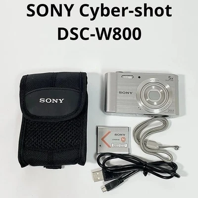 SONY Cyber-Shot DSC-W800 Camera 20.1MP 5x Silver With Accessories English OK #12 - Image 1 of 4