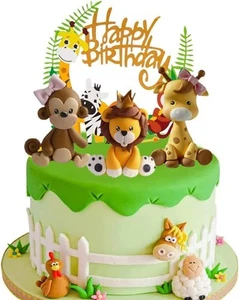 Cake Decoration 1st Birthday for Baby Children Girls, Safari Zoo Jungle Cake - Picture 1 of 9