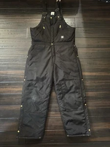 Carhartt Black Insulated Yukon Arctic Bib Overalls Black Zip-to-Hip 36x 30 USA - Picture 1 of 10