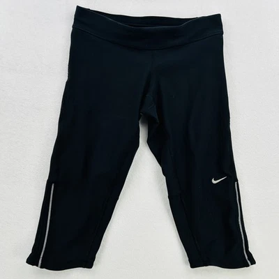 Nike Dri-FIT Capri Leggings Womens XS Black Running Cropped Pants Reflective Gym - Image 1 of 4