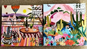LOT OF 2 Jigsaw Puzzles 500 & 1000 pcs. BONJOUR BY BUFFALO Complete - Picture 1 of 6