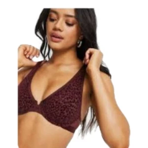 Aerie Comfort Power BH 32C Burgund Samt Animal Print ungepolstert wandelbar - Bild 1 von 5