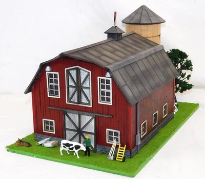 Menards Classic Dairy Barn & Silo w/ cows Farm Ranch O gauge lighted Retired - Image 1 of 4