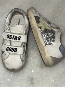 Golden Goose Old School Signature Glitzer Turnschuhe/Silber Kleinkind Mädchen Größe 8 - Bild 1 von 15