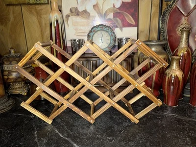 "Estante de vino de madera expandible, de colección años 60/70, almacenamiento de botellas en encimera 19x11""" Foto 1 de 4