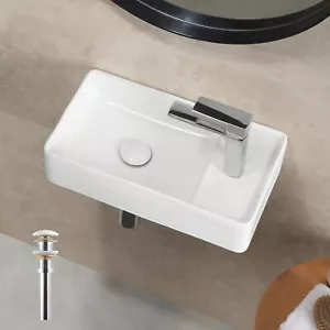 Lavandino bagno piccolo da parete lavabo rettangolare destro - Foto 1 di 8