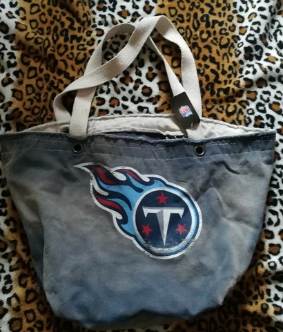 TN TITANS Handbag Denim NFL Blue Material Vintage Purse Cloth Tennessee Titans Cover