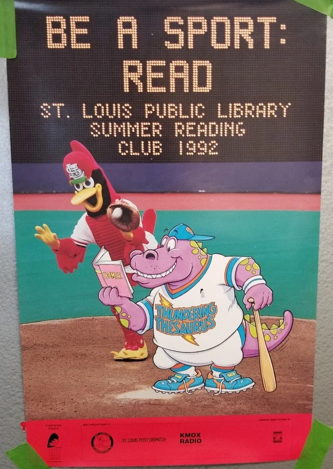 St. Louis Cardinals Fredbird Library Summer Reading Club 1992 Be a Sport Poster - Image 1 of 4