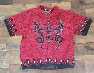 Vintage Club Shirt Steve & Barry's Dragon Tribal Y2k Skate All Over Print XL Red - Picture 1 of 5