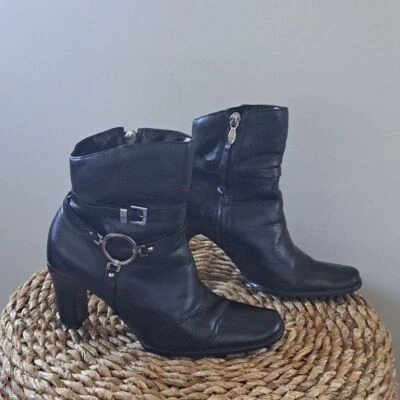 Botines Harley Davidson para mujer "After The Ride" de cuero negro con cremallera 3,25" S5 Foto 1 de 4