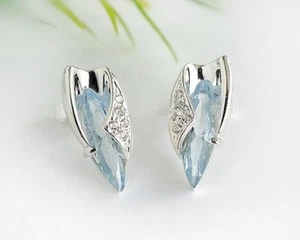 Ohrstecker Silber 925 Zirkonia blau Ohrringe echt Sterlingsilber Damen sb79 - Bild 1 von 3