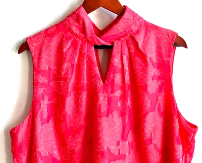 Blusa KENAR Talla XL Roja Bordada Floral Sin Mangas Cerradura Escote Retorcido Foto 1 de 4