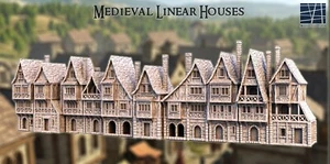 Mittelalter Reihenhäuser 28mm Empire Town Gelände D&D Warhammer Mordheim Bolt Action - Bild 1 von 15