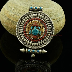 Schatzvase - Kalasha vergoldetes Silber Ghau Gau Tibetische Gebetsbox Anhänger - Bild 1 von 5