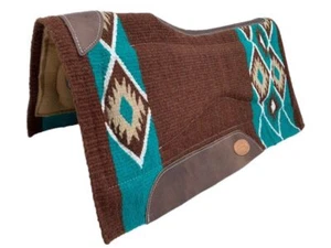 Showman Brown & Teal Wool Saddle Pad w/ Memory Felt Bottom - Picture 1 of 1