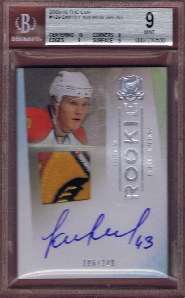 DMITRY KULIKOV 2009-10 THE CUP ROOKIE AUTOGRAPHED SICK PATCH RC /249 BGS 9 AU10 - Image 1 of 1