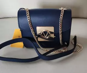 Borsa a tracolla Valentino by Mario Valentino Bijou Bonbonierre in pelle blu navy nuova con etichette - Foto 1 di 12