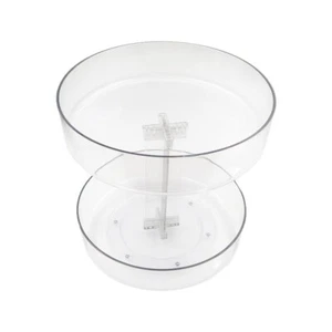 Clear PET Carousel Turnable Display Case 2 Tier Round Bathroom Beauty Organizer - Picture 1 of 5