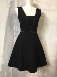 NafNaf dress Paris cocktail V xs Small Mini skirt black bell belle grey satin - Picture 1 of 3