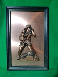 Vintage Copper Firefighter Framed Art - Picture 1 of 4