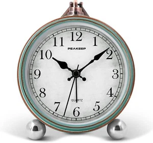 4 Inch Aqua Vintage Retro Alarm Clock Silent Quartz Analog Bedside Decor - Picture 1 of 7