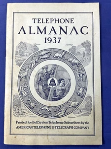 TELÉFONO 1937 Almanaque ~ AT&T Co. ~ Jóvenes lectores REBUS, femenino Paul Revere - Imagen 1 de 7