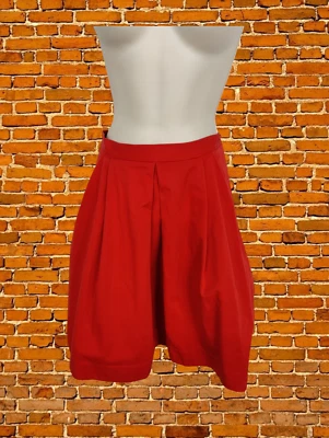 FALDA COS ROJA EUR 36 UK 8 100% ALGODÓN MUJER MINI ACAMPANADA PLISADA BOLSILLO LATERAL GRANDE Foto 1 de 4