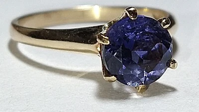 Anillo de oro macizo 10k 1,29 quilates iolita natural 2,40 gramos - talla 6,25 Foto 1 de 4