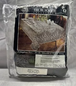 Black Tie Collections Tablecloth 70x90 Rect Cotton Lace Nottingham Queens Garden - Picture 1 of 7
