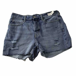 Old Navy Slouchy Straight Cutoff Jean Shorts Size 10 Womens Distressed High Rise - Picture 1 of 8