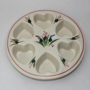 6 Heart Shaped Mold Muffin Baking Ceramic Baking Pan by Clay Design 1990 - Picture 1 of 12