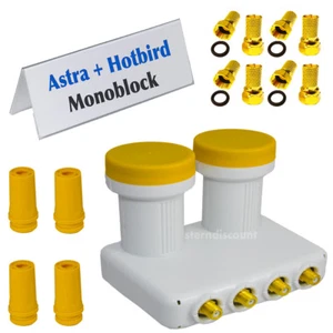 Monoblock Quad LNB Astra Hotbird Doppel Sat 4 Teilnehmer 4K HD+ 0,1dB Digital 4K - Bild 1 von 6